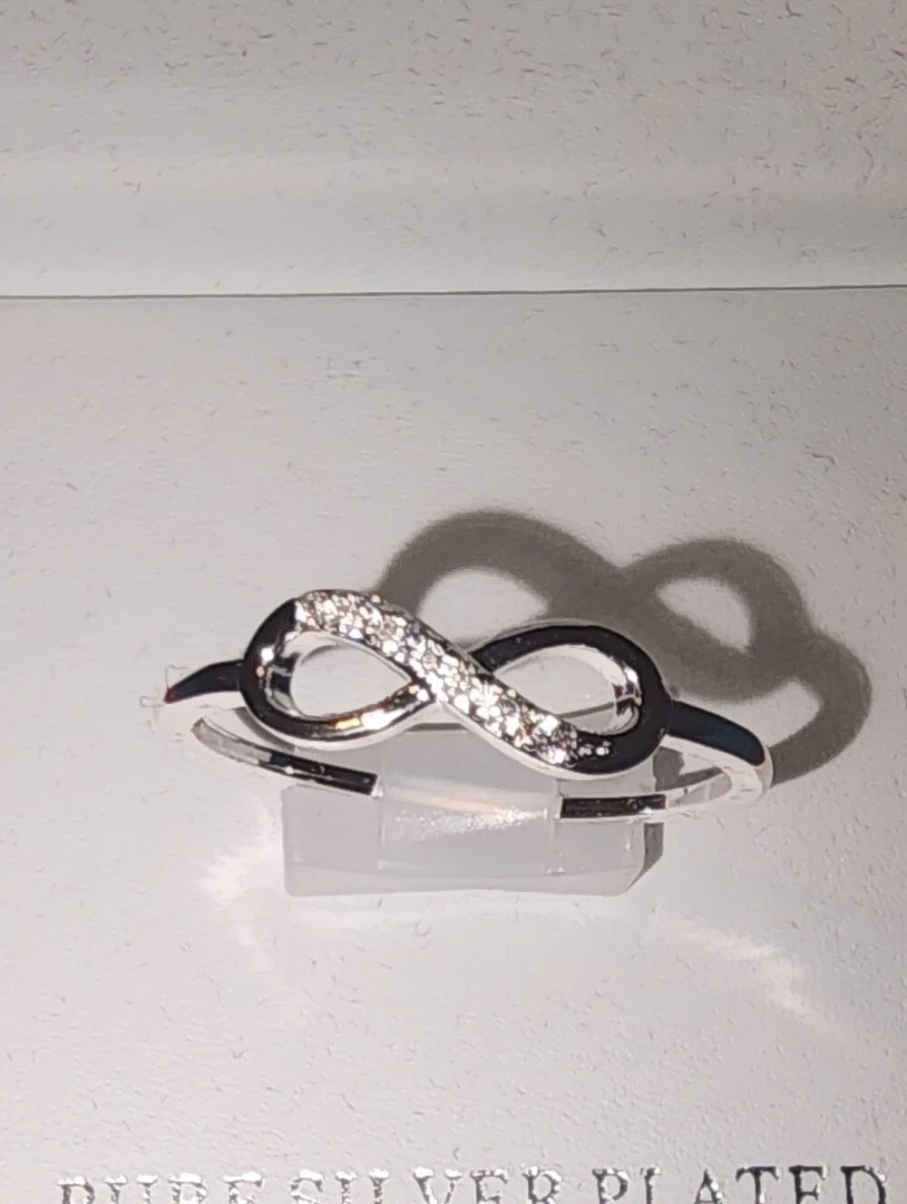 Sterling Silverplated  Infinity Ring with Clear Cubic Zirconia - Silver